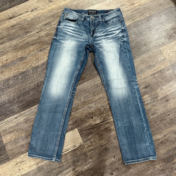Salvage Blue Straight Jeans Classic Denim - Picture 3 of 5